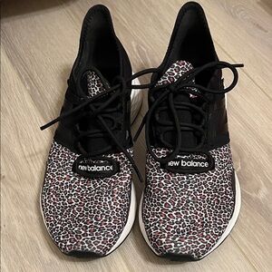 New Balance Black and Red Leopard Sneakers